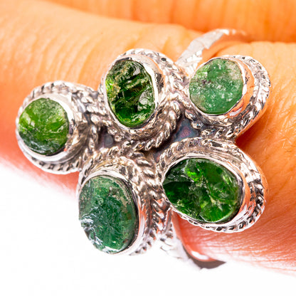Premium Rough Chrome Diopside Ring Size 9 (925 Sterling Silver) R141765