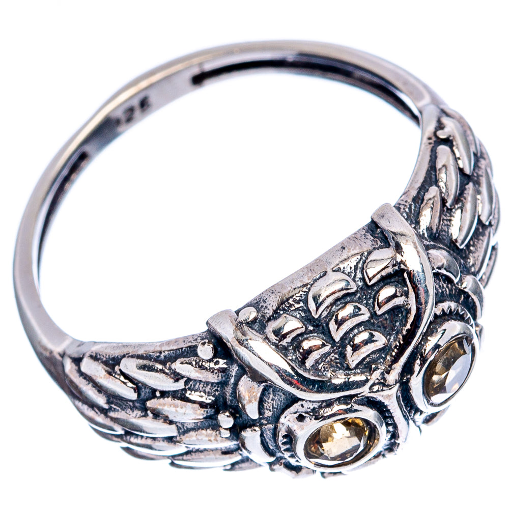 Citrine Owl Dainty Ring Size 8 (.925 Sterling Silver)