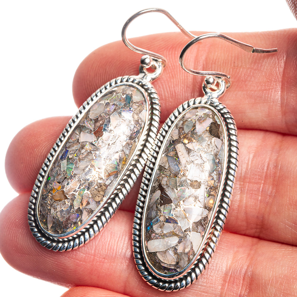 Brecciated Ethiopian Opal 925 Sterling Silver Earrings 1 7/8"