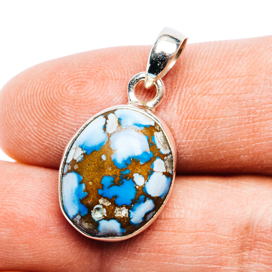 Golden Hills Turquoise Pendant 1 1/8" (.925 Sterling Silver)