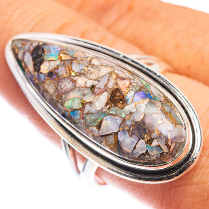 Large Copper Composite Rainbow Moonstone Ring Size 9 (925 Sterling Silver) RING143360