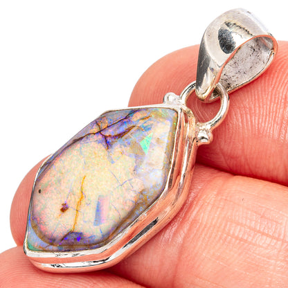 Oval opal pendant bezel set in 925 sterling silver, close-up on bail