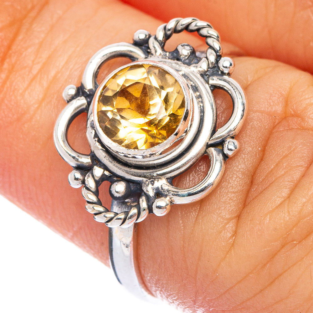 Faceted Citrine Dainty Ring Size 5.75 (925 Sterling Silver) R145621