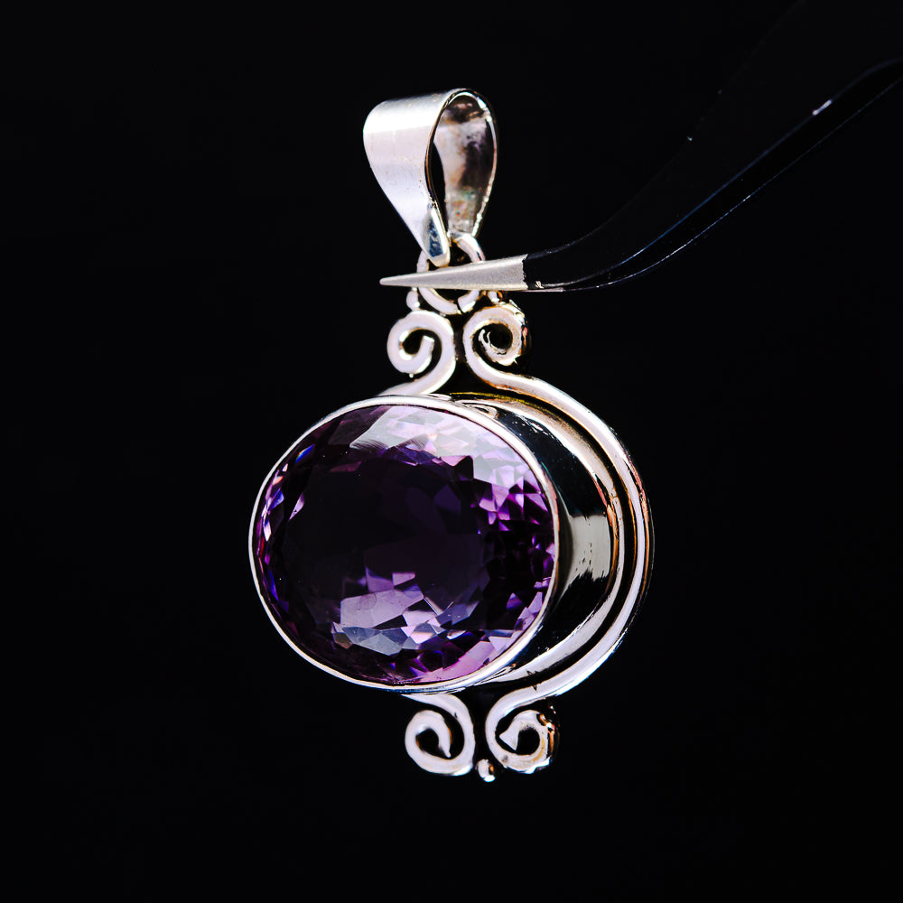 20.87ct Faceted Brazilian Amethyst Pendant 1 5/8" (.925 Sterling Silver)