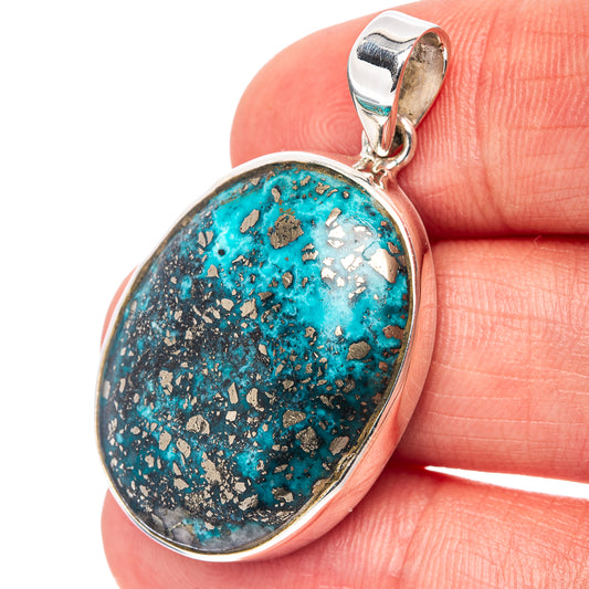 Premium Persian Turquoise Pendant 1 5/8" (.925 Sterling Silver)