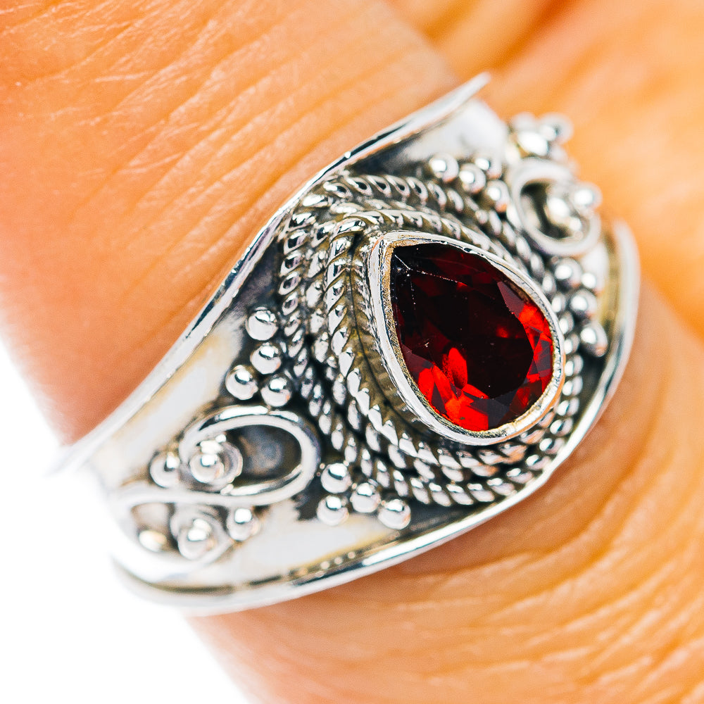 Garnet Cocktail Ring Size 7.5 (.925 Sterling Silver)