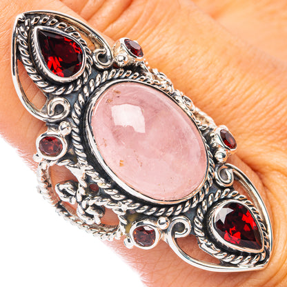 Signature Morganite, Garnet Ring Size 8 (925 Sterling Silver) R7599