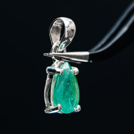Premium Faceted Zambian Emerald Pendant 3/4" (.925 Sterling Silver)