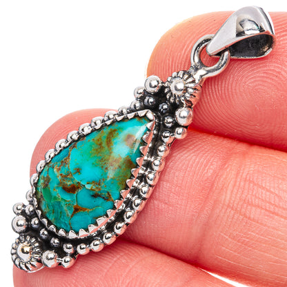 Rare Arizona Turquoise Pendant 1 5/8" (925 Sterling Silver) P42089