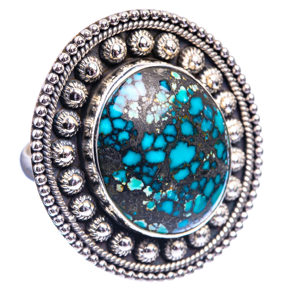 Large Tibetan Turquoise Ring Size 9 (925 Sterling Silver) R142357