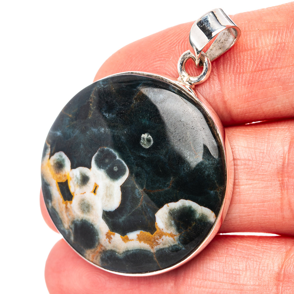 Premium Ocean Jasper Pendant 1 5/8" (.925 Sterling Silver)