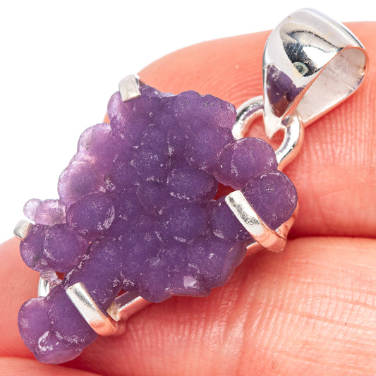 Rare Grape Chalcedony Pendant 1 1/4" (925 Sterling Silver) P41521