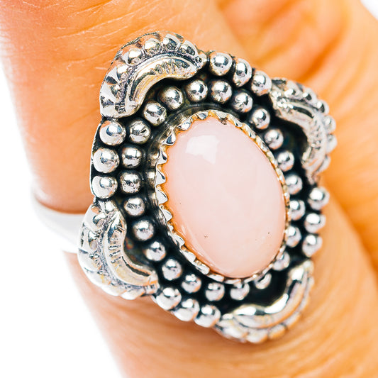 Southwestern Style Pink Opal Ring Size 6.75 (.925 Sterling Silver)