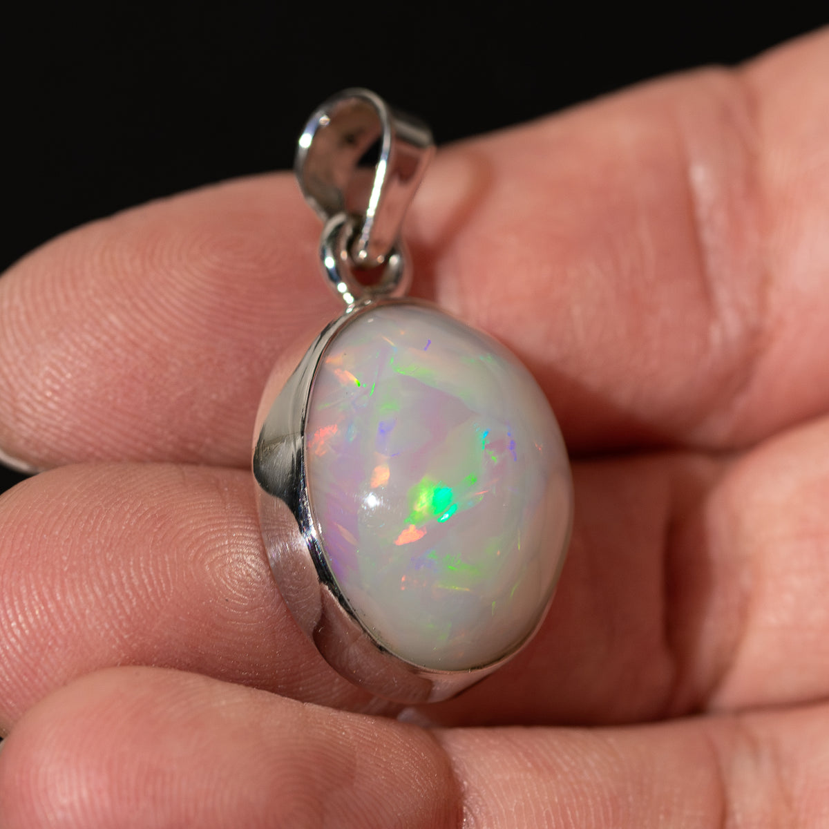 Premium Ethiopian Opal Pendant 1 1/4" (.925 Sterling Silver)