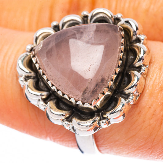 Rose Quartz 925 Sterling Silver Ring Size 8 (925 Sterling Silver) R3853