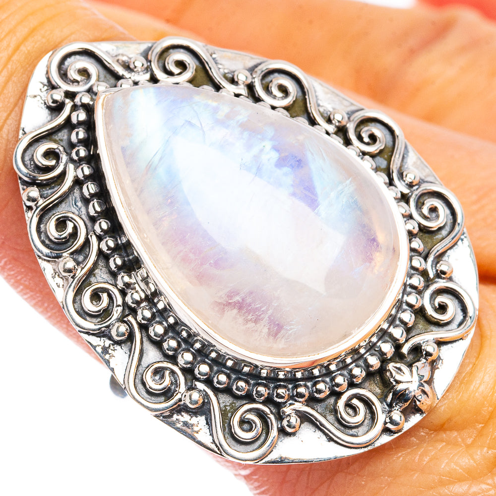 Signature Rainbow Moonstone Ring Size 8.75 (.925 Sterling Silver)