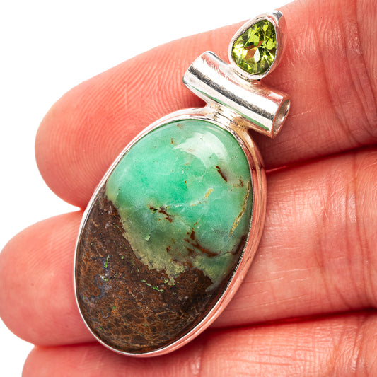 Boulder Chrysoprase Pendant 1 5/8" (.925 Sterling Silver)