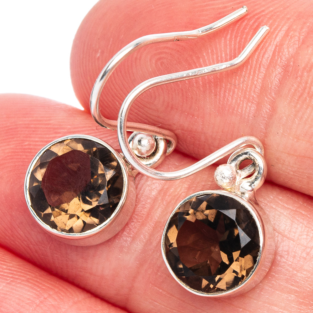Smoky Quartz Earrings 1 1/8" (925 Sterling Silver) E433473