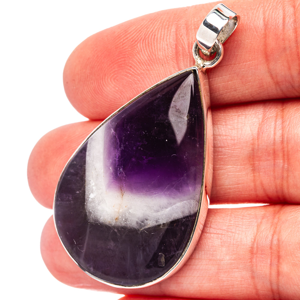 Premium Chevron Amethyst Pendant 1 7/8" (.925 Sterling Silver)