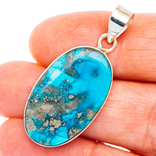 Premium Persian Turquoise Pendant 1 1/2" (.925 Sterling Silver)