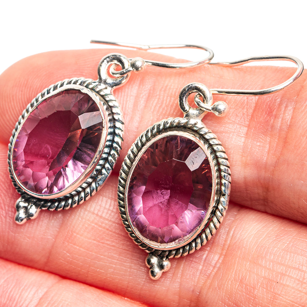 Color Change Alexandrite (Lab.) Earrings 1 1/2" (925 Sterling Silver) E432705