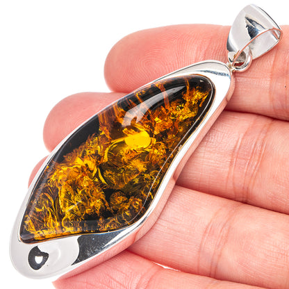 Ana Silver Co Baltic Amber Pendant 2 5/8" (925 Sterlnig Silver)