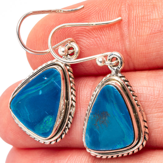 Sterling silver opal teardrop earrings with blue doublet stones and fishhook backs