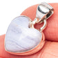 Blue Lace Agate Heart Pendant 1" (925 Sterling Silver) P42524