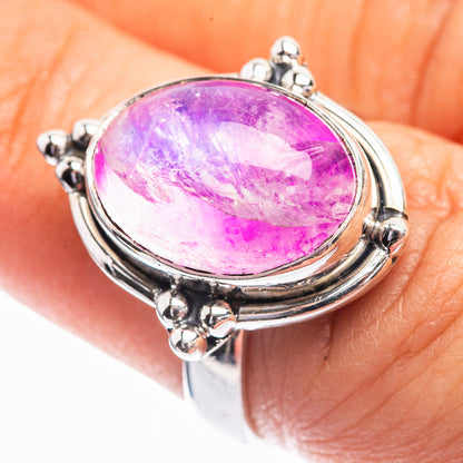 Pink Moonstone Ring Size 6.5 (925 Sterling Silver) R142010
