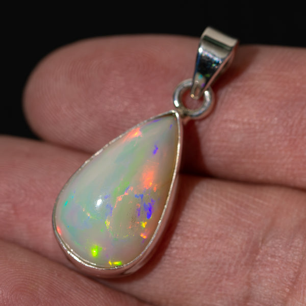 Ethiopian Opal Pendant 1 3/8" (.925 Sterling Silver)