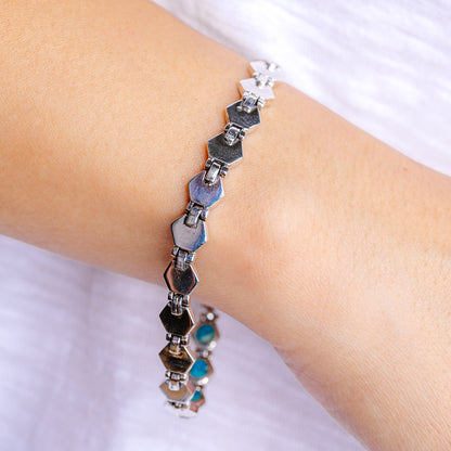 Mohave Turquoise Bracelet 7 5/8" (.925 Sterling Silver)