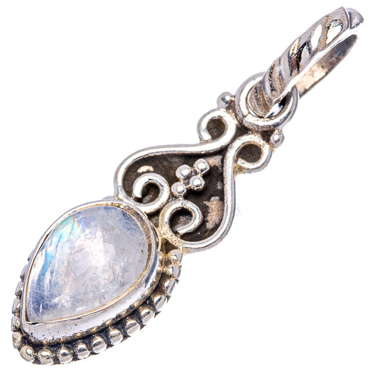 925 sterling silver moonstone pendant with oval bezel and decorative linked bail