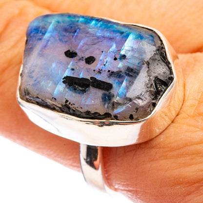 Raw Rainbow Moonstone Ring Size 9.75 (925 Sterling Silver) R142821