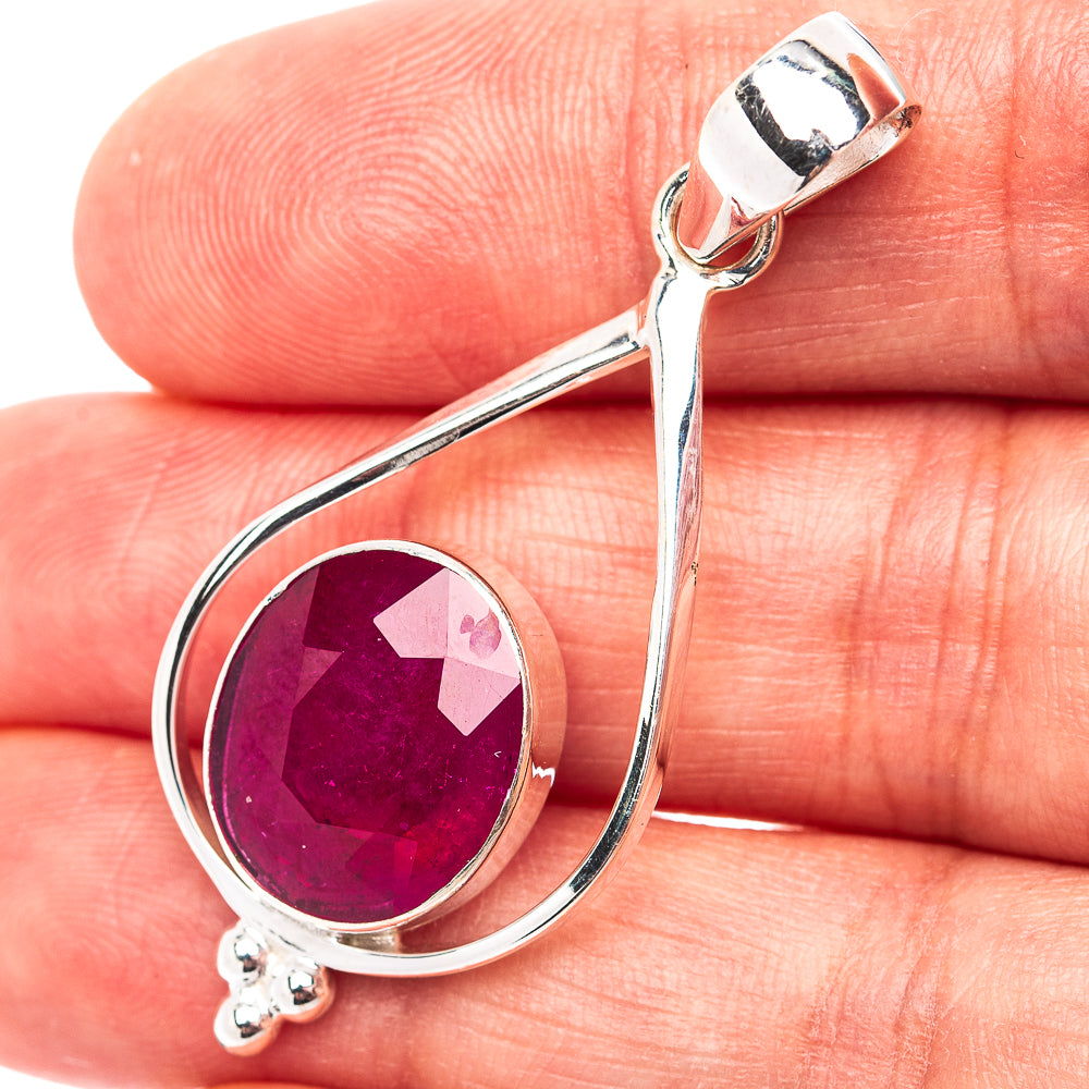 Premium Burmese Glass Filled Ruby Pendant 1 3/4" (.925 Sterling Silver)