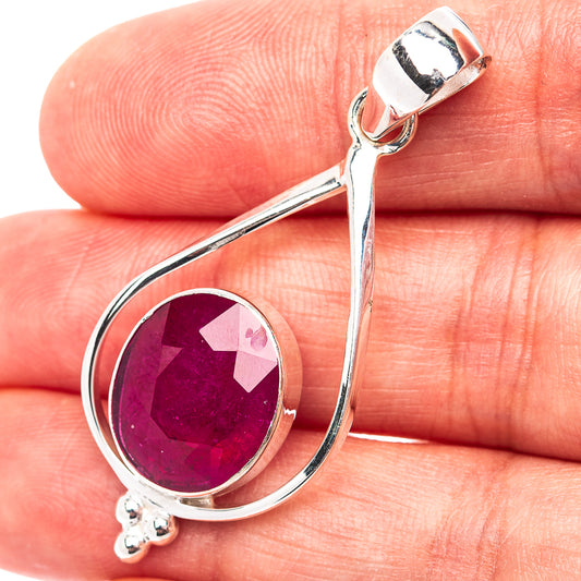 Premium Burmese Glass Filled Ruby Pendant 1 3/4" (.925 Sterling Silver)