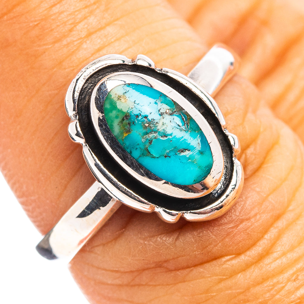 Native Style Mohave Turquoise Ring Size 7.5 (.925 Sterling Silver)