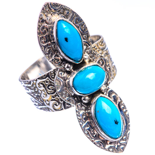 Large Sleeping Beauty Turquoise 925 Sterling Silver Ring Size 7.5