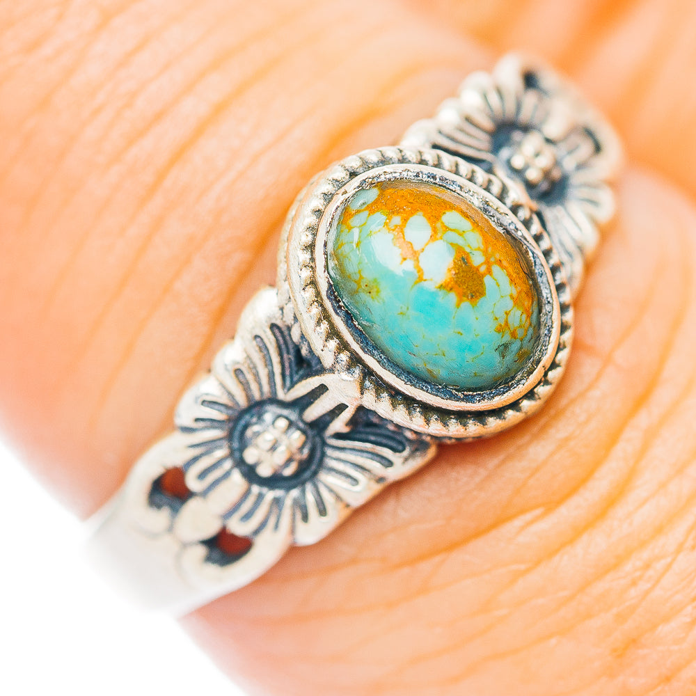 Mojave Turquoise Flower Ring Size 7.75 (.925 Sterling Silver)