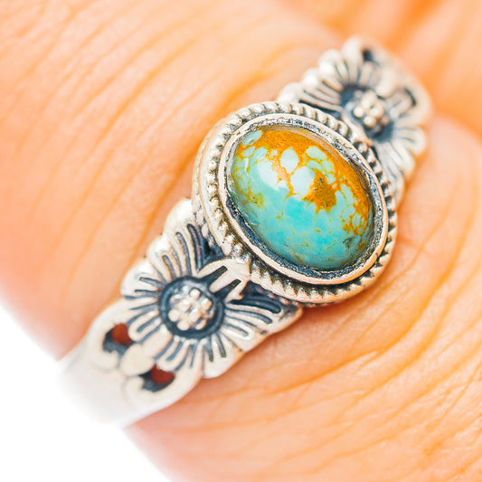 Mojave Turquoise Flower Ring Size 7.75 (.925 Sterling Silver)