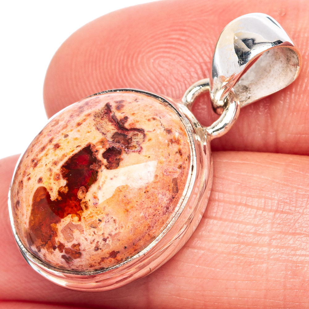 Mexican Fire Opal Pendant 1 1/8" (925 Sterling Silver) P41806