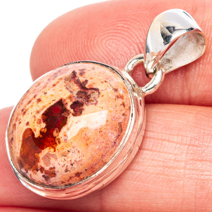 Mexican Fire Opal Pendant 1 1/8" (925 Sterling Silver) P41806