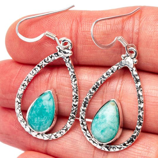 Amazonite drop earrings in .925 sterling silver with turquoise teardrop stones