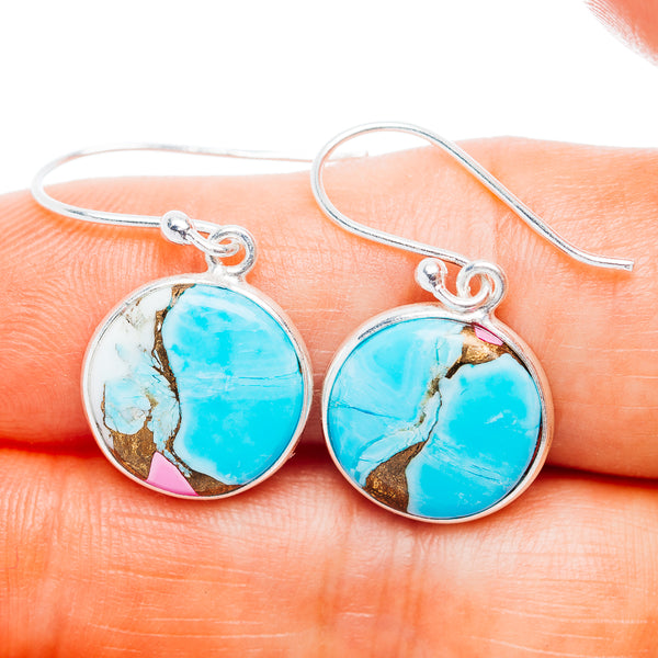 Cotton Candy Turquoise Earrings 1 1/4" (.925 Sterling Silver)