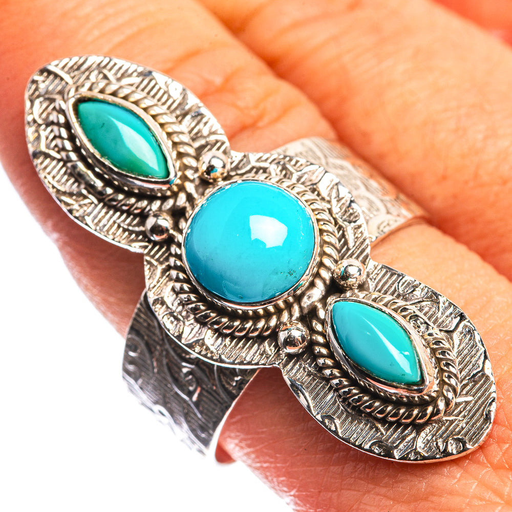 Large Sleeping Beauty Turquoise 925 Sterling Silver Ring Size 9.75