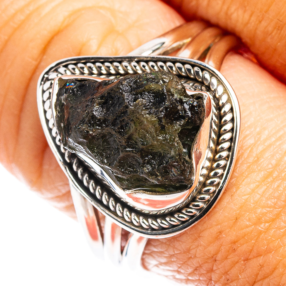 Rare Moldavite Ring Size 9 (.925 Sterling Silver)