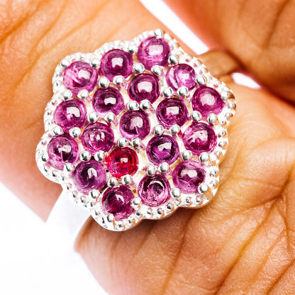 Burmese Ruby Cluster Ring Size 6 (.925 Sterling Silver)