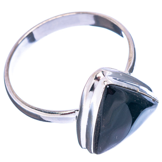 Sterling silver onyx ring, black triangular stone on split-shank band