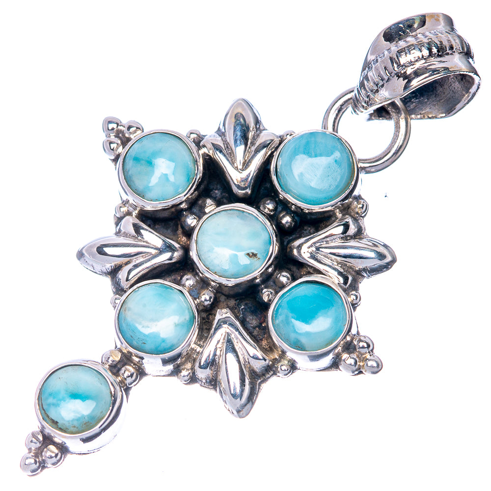 Larimar Cross Pendant 1 5/8" (925 Sterling Silver) P40859