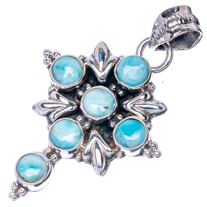 Larimar Cross Pendant 1 5/8" (925 Sterling Silver) P40859