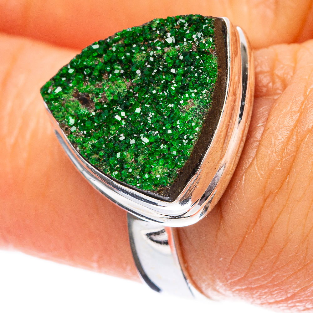 Rare Uvarovite Garnet Ring Size 6.5 (925 Sterling Silver) R4212